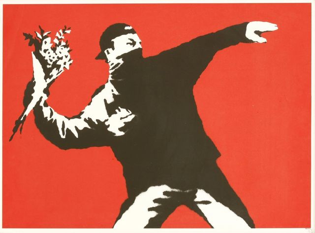 Banksy, ‘LOVE IS IN THE AIR’, 2003, Sworders