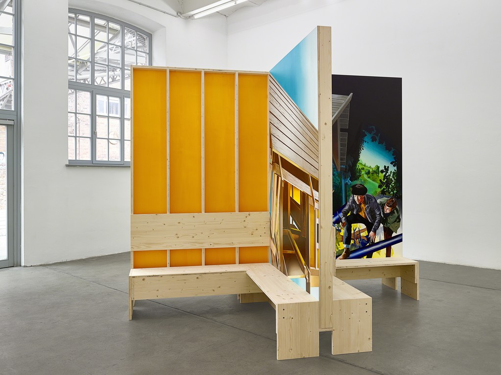 Susanne Kühn & Inessa Hansch, Bank, 2015, construction: laminated wood, painting: acrylic on wallboard, 270 x 329 x 329 cm Susanne Kühn & Inessa Hansch, Bank, 2015, construction: laminated wood, painting: acrylic on wallboard, 270 x 329 x 329 cm