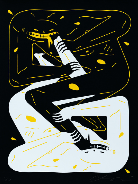Cleon Peterson, ‘Power’, 2020, Print, Hand-pulled black and yellow screen print on 290gsm Arches rag paper with deckled edges, Blackline Gallery