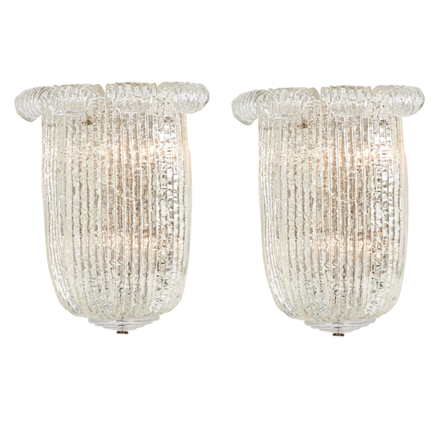 Barovier & Toso, ‘Pair Of Large Sconces, Murano, Italy’, 1940s, Rago/Wright