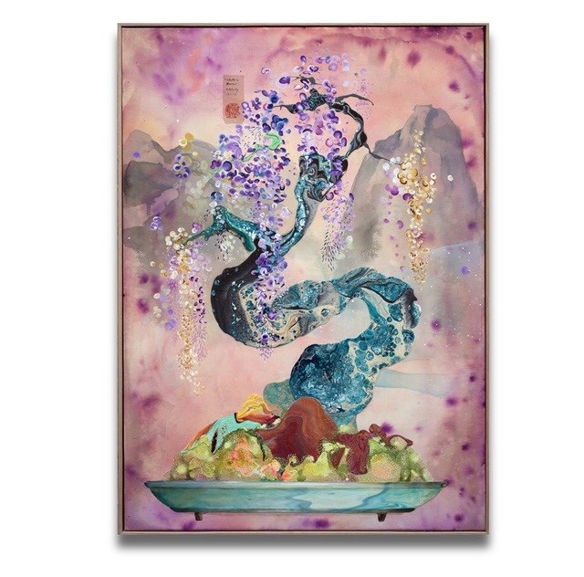 Amanda Krantz, ‘"Wisteria Bonsai"’, 2018, Painting, Acrylic on Canvas | Float-Framed in Victorian Ash, Impact Art Gallery