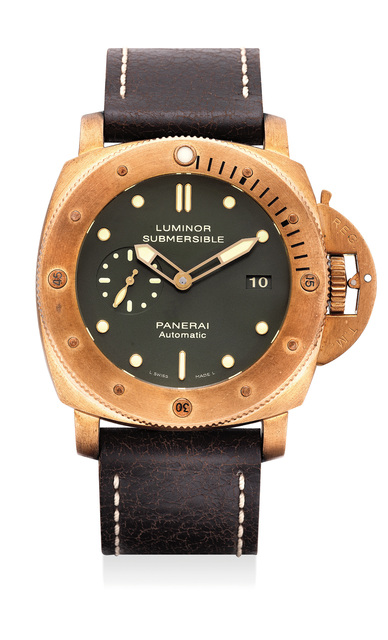 Panerai, ‘A fine and rare oversized limited edition bronze diver’s wristwatch with date, 3-day power reserve, certificate and fitted presentation box, numbered 129 of a limited edition of 1000 pieces.’, 2011, Phillips