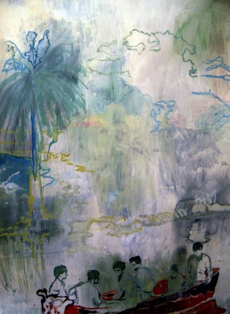 peter doig figures in red boat