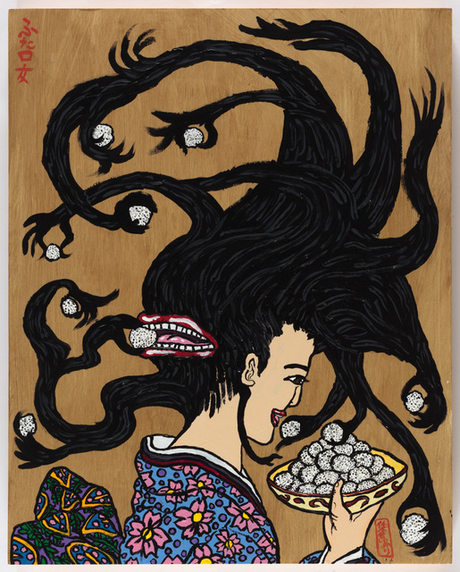 Yukari Sakura, ‘The Maiden with Two Mouths and Rice Balls’, 2017, Painting, Acrylic on wood panel, Creativity Explored