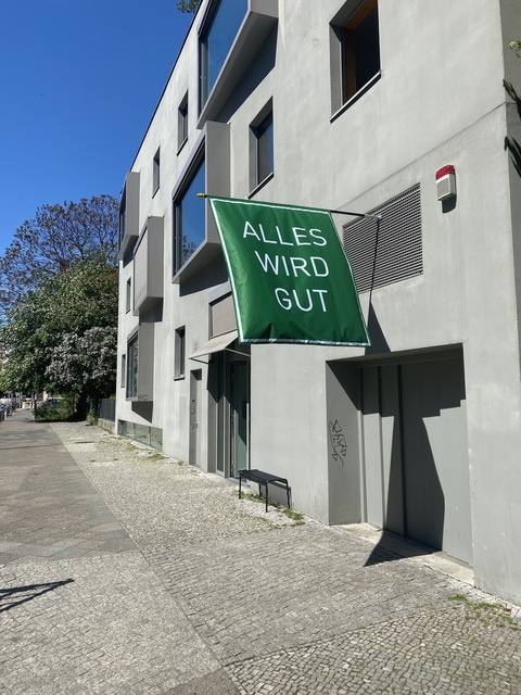 Simon Mullan, ‘Alles wird gut (Everything Will Be Alright)’, 2020, Textile Arts, Hand-sewn textile flag, signed, DITTRICH & SCHLECHTRIEM