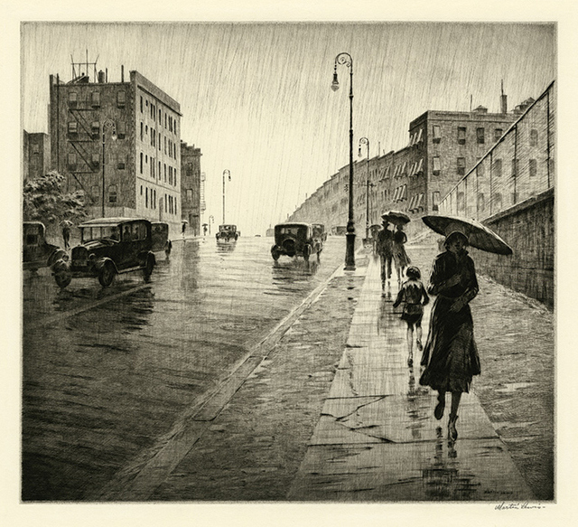 Martin Lewis, ‘Rainy Day, Queens’, 1931, Harris Schrank Fine Prints