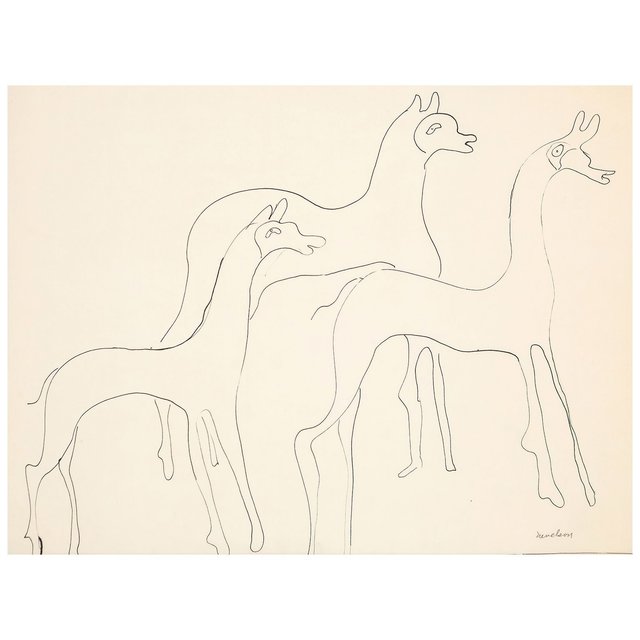 Louise Nevelson, ‘Three Animals’, 1930, Drawing, Collage or other Work on Paper, Pen and Ink on Paper, Caviar20