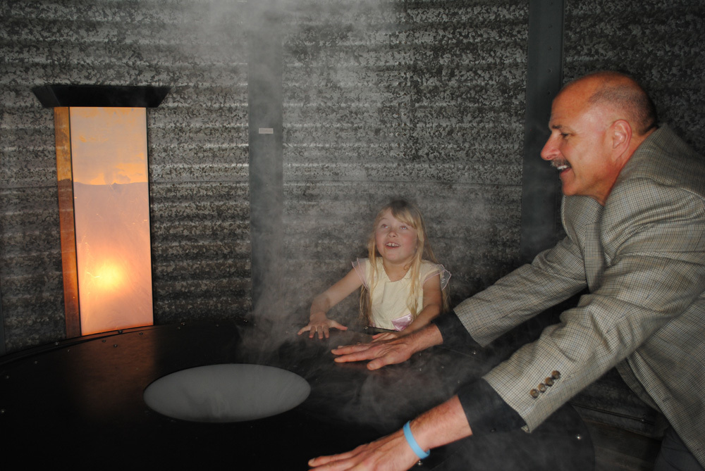 Visitors interact with Ned Kahn's "Cloud Rings" (1995) in di Rosa's Gatehouse Gallery. Visitors interact with Ned Kahn's "Cloud Rings" (1995) in di Rosa's Gatehouse Gallery.