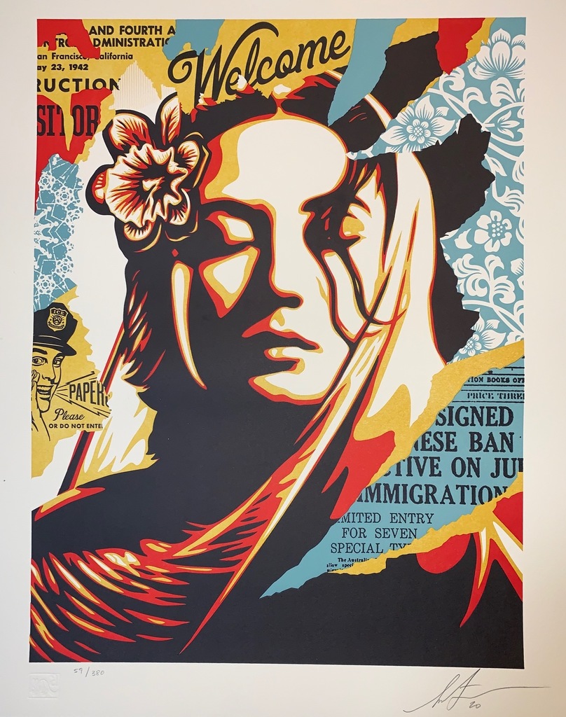 Shepard Fairey Welcome Visitor Letterpress 2020 Aardvark Letterpress Obey Giant