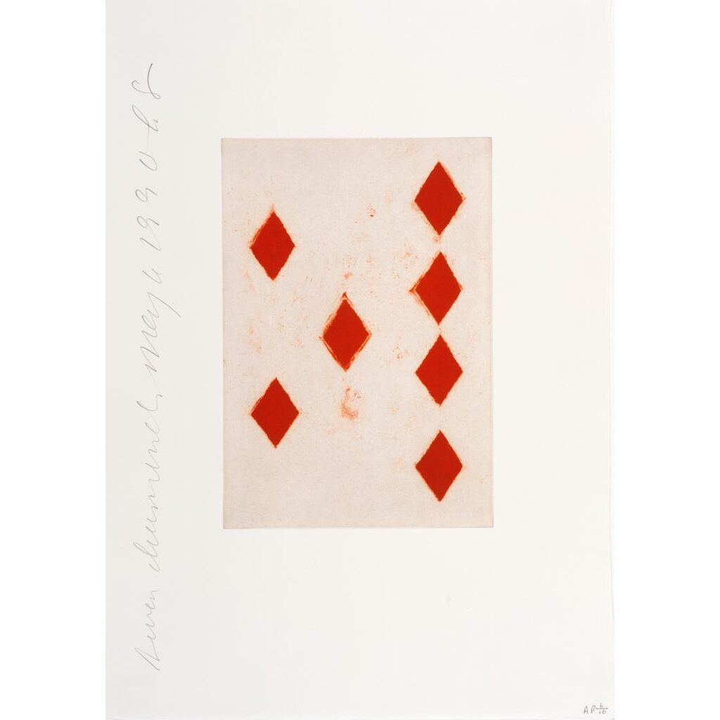 Donald Sultan - Seven Diamonds; Jack of Clubs; Three Diamonds; Five Hearts; Three Spades