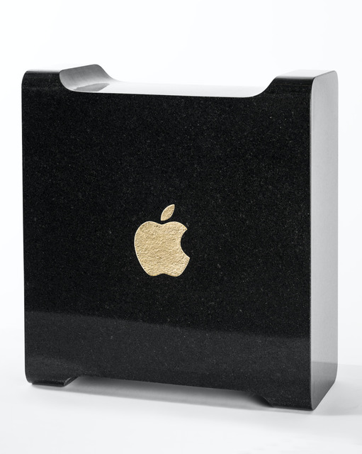 Jani Leinonen, ‘Death of Apple’, 2012, Sculpture, Sand blowing, leaf gold on black granite, Zetterberg Gallery