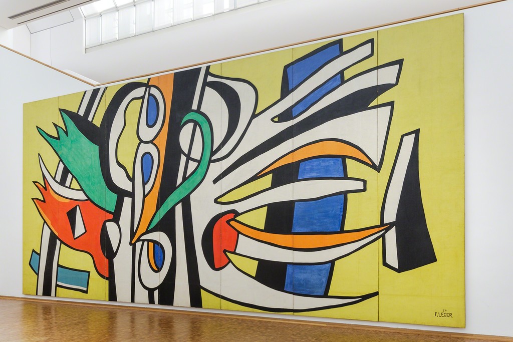 Installation view,
Fernand Léger. Painting in Space,
Museum Ludwig, Cologne 2016,
La Triennale de Milan, 1950/51,
Mural painting for the French section of the IX. Milan Triennale 625 x 1340 cm,
Musée national Fernand Léger, Biot,
Photo: Rheinisches Bildarchiv, Köln / Britta Schlier,
© VG Bild-Kunst, Bonn 2016 Installation view,
Fernand Léger. Painting in Space,
Museum Ludwig, Cologne 2016,
La Triennale de Milan, 1950/51,
Mural painting for the French section of the IX. Milan Triennale 625 x 1340 cm,
Musée national Fernand Léger, Biot,
Photo: Rheinisches Bildarchiv, Köln / Britta Schlier,
© VG Bild-Kunst, Bonn 2016