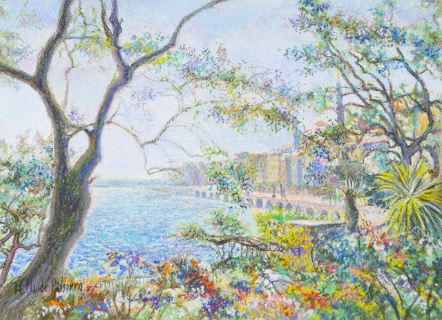 Hugues Claude Pissarro, ‘Terrasse à Menton ’, ca. 1999, Painting, Pastel on canvas and card, Guarisco Gallery