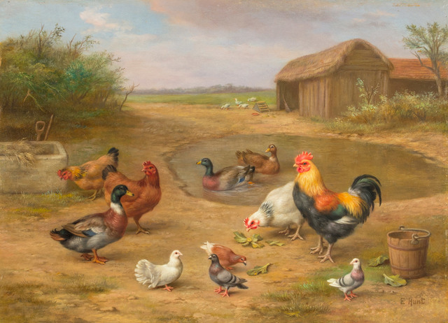 Edgar Hunt, ‘Farm Yard with Fowl’, Late 19th or 20th Century, Vose Galleries