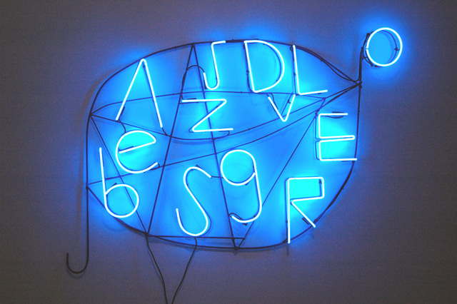 Nathan Carter, ‘BLUE SHORT-BURST ALPHABOMBASTIC SMS MESSAGE BETWEEN SOME PEOPLE WHO KNOW OTHER PEOPLE WHO KNOW’, 2009, Artpace