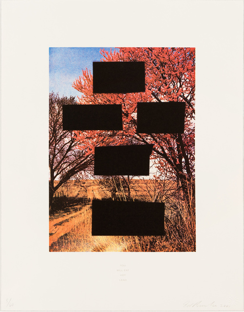 Ed Ruscha, ‘You Will Eat Hot Lead’, 2001, Print, 4-color photogravure with screenprinted text, Various Small Fires
