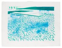 David Hockney - Lithograph of Water Made of Lines and a Green Wash (M.C.A. Tokyo 204)