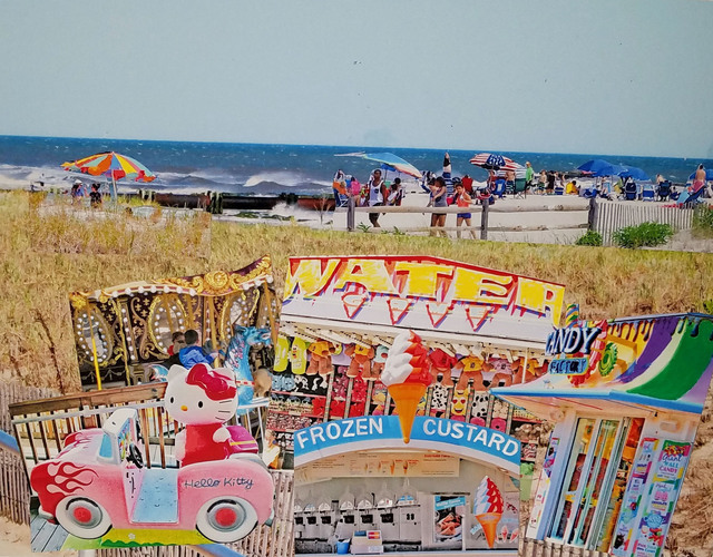 Arlene Solomon, ‘Maura's Day at the Shore’, 2019, Drawing, Collage or other Work on Paper, Mixed media photo collage, InLiquid