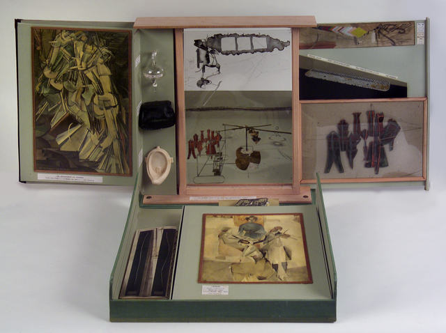 Marcel Duchamp, ‘Boîte-Series D (based on Boîte-en-Valise, 1935– 41)’, 1961, Mixed Media, Case covered in light-green linen, lining light-green Ingres paper, and sixty-eight items enclosed in box, Bowdoin College Museum of Art