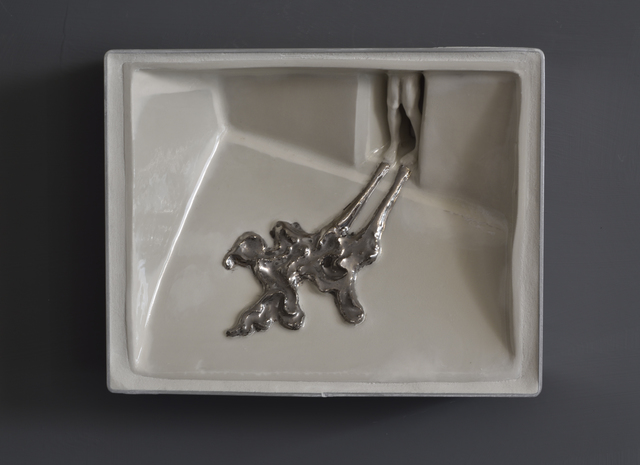 Louise Hindsgavl, ‘The Shadow #1’, 2019, Sculpture, Porcelain, platinum and steel, Hans Alf Gallery