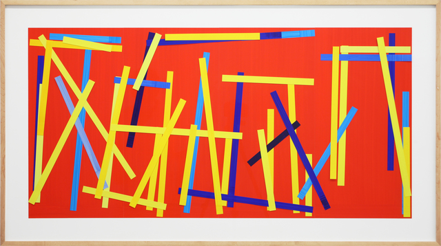 Imi Knoebel, ‘Fishing Red I E.’, 2007-2009, Drawing, Collage or other Work on Paper, Acrylic on paper strips, collaged, Dep Art Gallery
