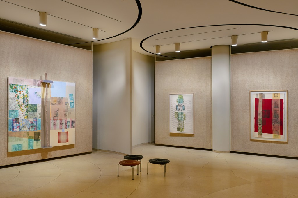 Installation view, "Robert Rauschenberg: Spreads and Related Works" at The Glass House, New Canaan, CT, 2016. © Andy Romer Installation view, "Robert Rauschenberg: Spreads and Related Works" at The Glass House, New Canaan, CT, 2016. © Andy Romer