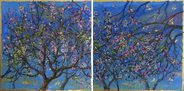 , 'Almond Blossoms, Azure Sky, Diptych,' 2017, Galerie d'Orsay