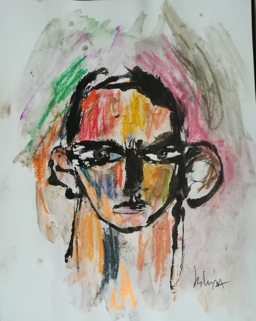 Pascal Briba, ‘J'ecoute’, 2017, Painting, Acrylic and dry pastels on paper, Maison Depoivre