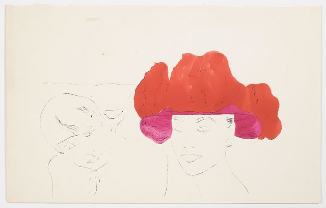 Andy Warhol, ‘FEMALE HEAD WITH MALE’, ca. 1957, Drawing, Collage or other Work on Paper, Ink and Dr. Martin's Aniline dye on Strathmore paper, Cheim & Read