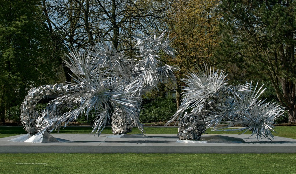 Installation view CLUSTER exhibition, Breeze, Middelheim Museum, 2016
(from left to right) Peter Rogiers, The Garden, 2012 - Courtesy Tim Van Laere Gallery, Antwerp; Silver cakespoons, 2012 - Courtesy Tim Van Laere Gallery, Antwerp; Zilver Fruit, 2012 - Courtesy Tim Van Laere Gallery, Antwerp Installation view CLUSTER exhibition, Breeze, Middelheim Museum, 2016
(from left to right) Peter Rogiers, The Garden, 2012 - Courtesy Tim Van Laere Gallery, Antwerp; Silver cakespoons, 2012 - Courtesy Tim Van Laere Gallery, Antwerp; Zilver Fruit, 2012 - Courtesy Tim Van Laere Gallery, Antwerp
