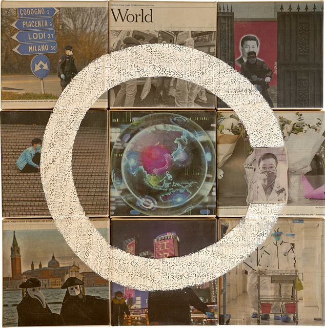 Ian Anüll, ‘Corona World’, 2020, Mixed Media, Newsprint, plaster, varnish on canvas, mounted on wood, Mai 36 Galerie