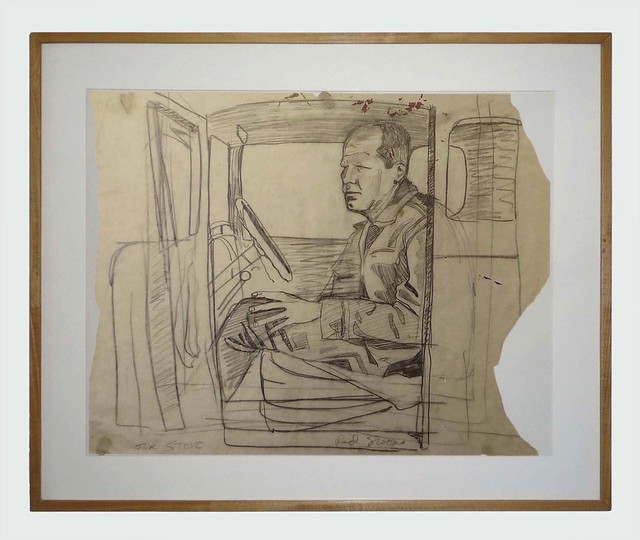 Red Grooms, ‘Jackson Pollock’, 1981, Drawing, Collage or other Work on Paper, Carbon on Paper, Approximately Blue