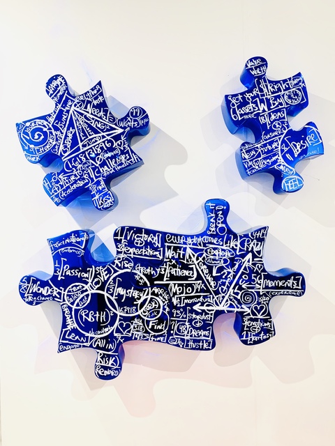 Brendan Murphy, ‘Life is a Jigsaw I, II, III’, 2019, Sculpture, Wall Sculpture with Silver Based Metallic Chrome Paint, Hand-painted Formulas, Contessa Gallery