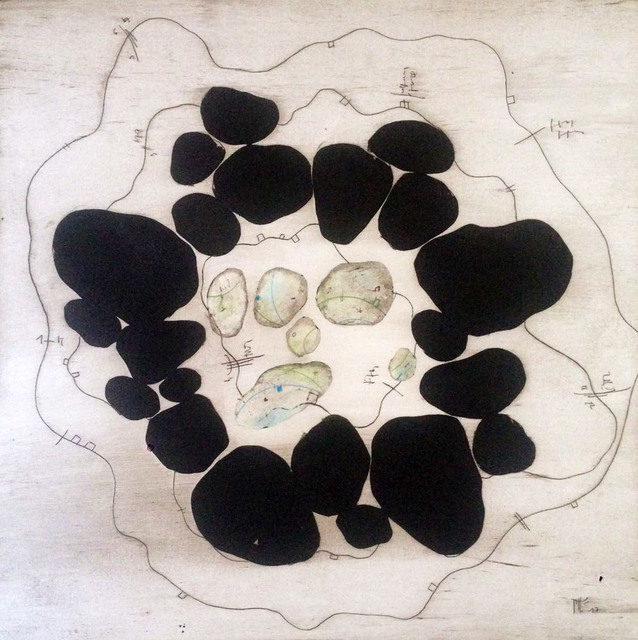 Manu vb Tintoré, ‘L'ànima de les pedres 8’, 2017, Drawing, Collage or other Work on Paper, Enamel and color pencil on engraved paper, N2 Galería