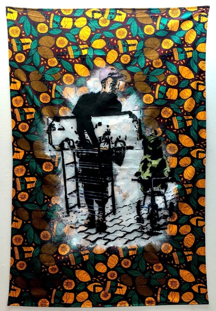 Ricardo Kapuka, ‘SALES’, 2019, Painting, Stencil and acrylic painting on african cloth, ELA - ESPAÇO LUANDA ARTE
