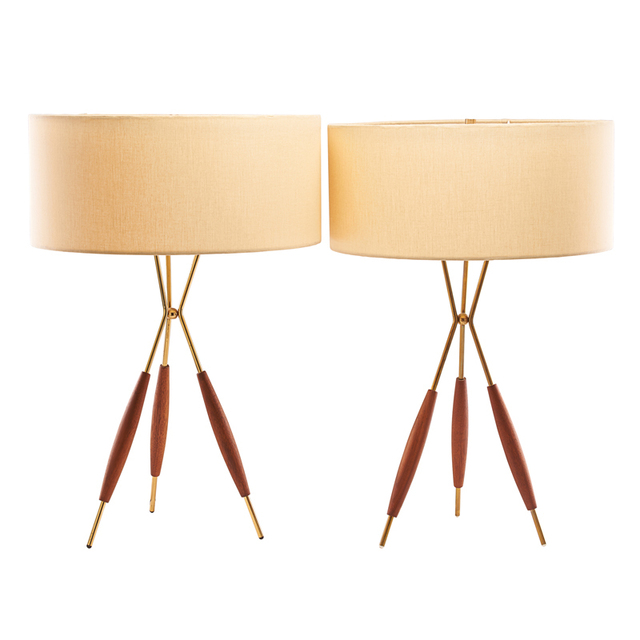 Gerald Thurston, ‘Pair of tripod table lamps, USA’, Rago
