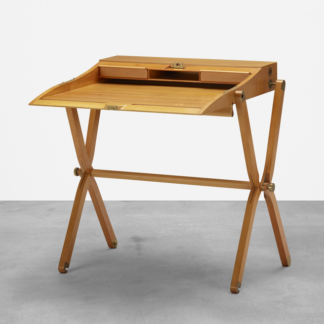 Hermès, ‘Pippa folding desk’, 1991, Design/Decorative Art, Pearwood, leather, brass, Rago/Wright