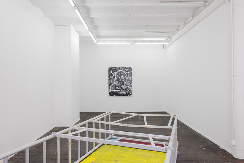 Exhibition view, Jeanrochdard, Brussels
Celini
2015
360 x 175 x 75 cm / 142 x 69 x 30 inches
échafaudage, peinture au sol / scaffolding, paint on floor
Kitchen n°5
2015
152 x 102 cm / 60 x 40 inches
fibre de verre renforcé sur linoleum monté sur aluminium / fiber glass reinforced plaster on linoleum mounted to aluminium Exhibition view, Jeanrochdard, Brussels
Celini
2015
360 x 175 x 75 cm / 142 x 69 x 30 inches
échafaudage, peinture au sol / scaffolding, paint on floor
Kitchen n°5
2015
152 x 102 cm / 60 x 40 inches
fibre de verre renforcé sur linoleum monté sur aluminium / fiber glass reinforced plaster on linoleum mounted to aluminium