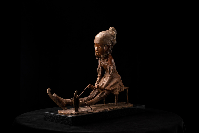 Andrey Ostashov, ‘Tying ice skates’, 2019, Sculpture, Bronze, Granite, OSTASHOV sculpture