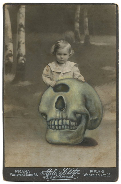 Jana Paleckova, ‘Untitled (One Eyed Skull)’, 2016, Drawing, Collage or other Work on Paper, Oil paint vintage photograph, FRED.GIAMPIETRO Gallery