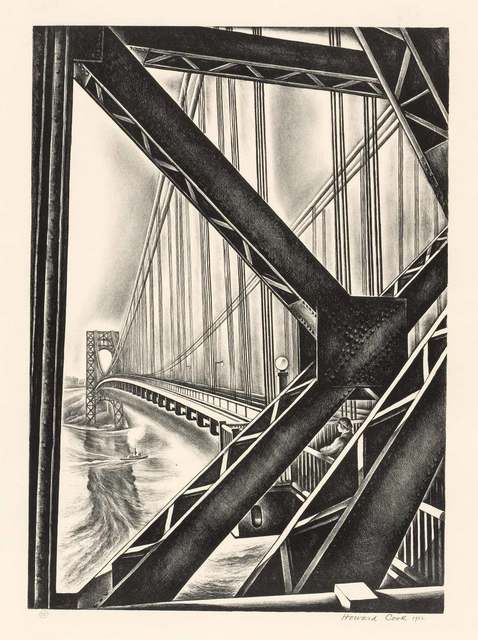 Howard N. Cook, ‘GEORGE WASHINGTON BRIDGE WITH "B" (D. 156)’, 1932, Print, Lithograph, Doyle