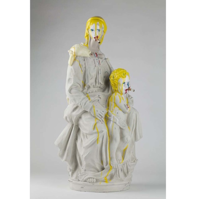 Bruce High Quality Foundation, ‘Self Portrait (Virgin)’, 2012, Sculpture, Plaster bust, enamel paint, cigarette butt, Sala Gaspar