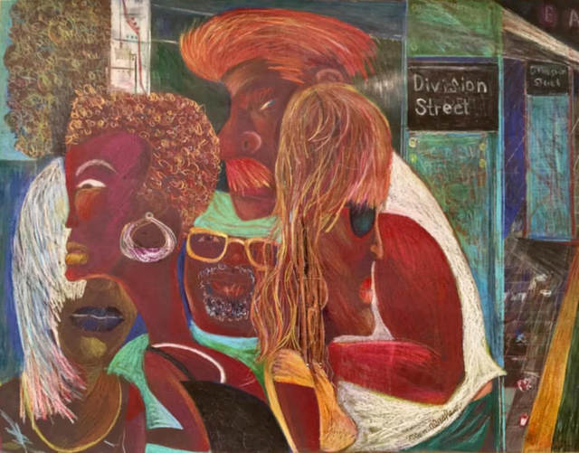 Ellen Abraham, ‘Ribbons in Her Hair’, 2018, Drawing, Collage or other Work on Paper, Colored pencil, oil pastel and collage, InLiquid