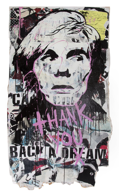 Thank You X, ‘Andy’, Painting, Decoupage and acrylic on reclaimed plywood, Julien's Auctions