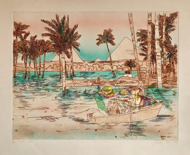 Susan Hall, ‘Mystic Cafe, Signed Aquatint Etching California Woman Artist’, 1970-1979, Print, Etching, Aquatint, Lions Gallery