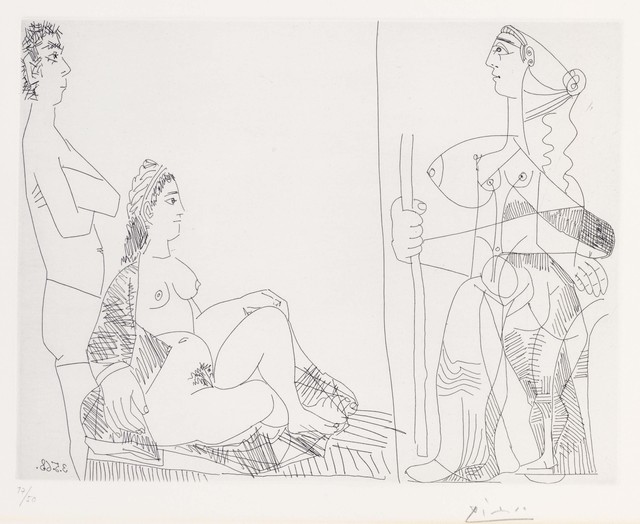 Pablo Picasso, ‘Couple et voyageuse, from La Série 347’, 1968, Print, Etching on Rives paper, Christie's
