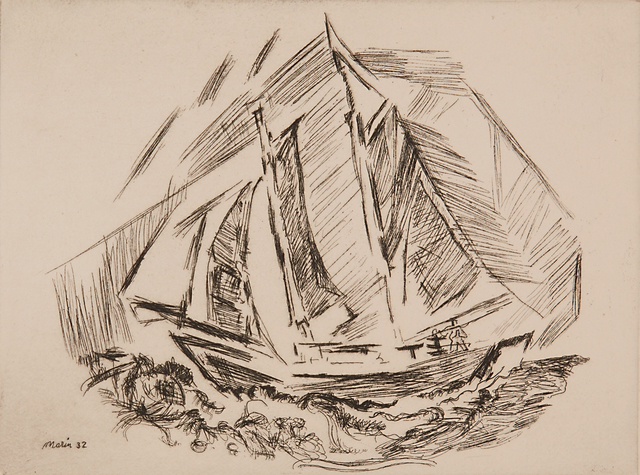 John Marin (1870-1953), ‘Untitled (Sailboat)’, 1932, Print, Etching, Rago/Wright