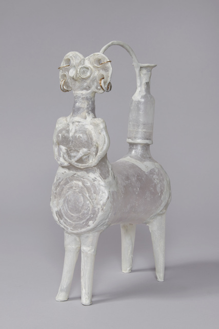 Shari Mendelson, ‘Mythical Figure with Earrings’, 2018, Sculpture, Repurposed plastic, hot glue, acrylic polymer, resin, mica, paint, Jason Jacques Gallery