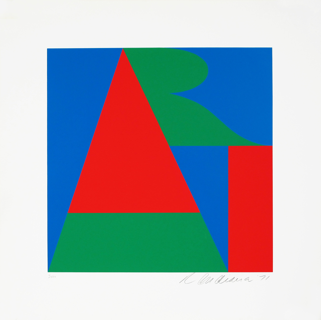 Robert Indiana, ‘The Bowery ART, On The Bowery’, 1971, Print, Screenprint in red, blue and green on Schoellers Parole, Woodward Gallery