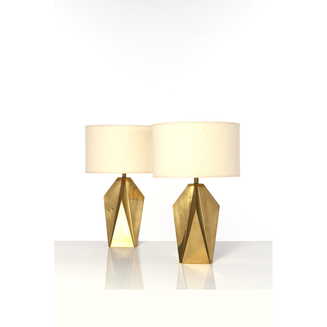 ‘Pair Of Table Lamps’, 1960, Design/Decorative Art, Laiton et tissu, PIASA